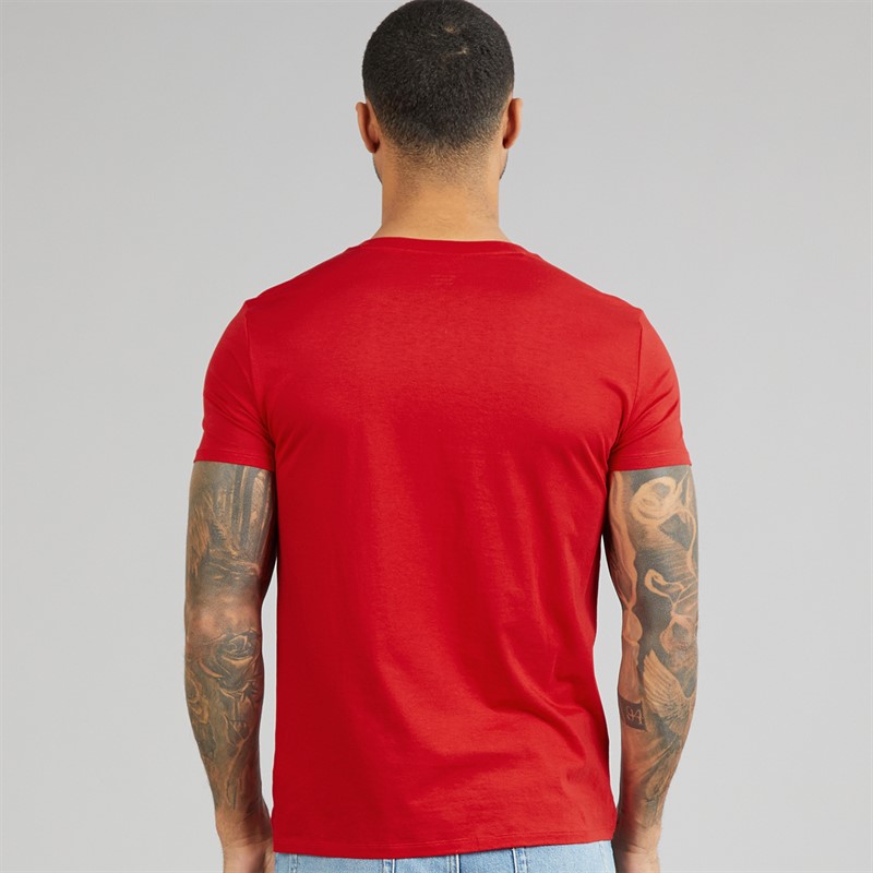 Lacoste Mens Lightweight V-Neck T-Shirt Rouge