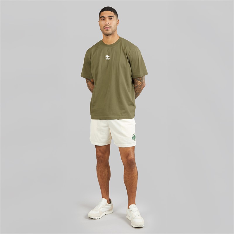 Lacoste Mens Signature Print T-Shirt Khaki Green