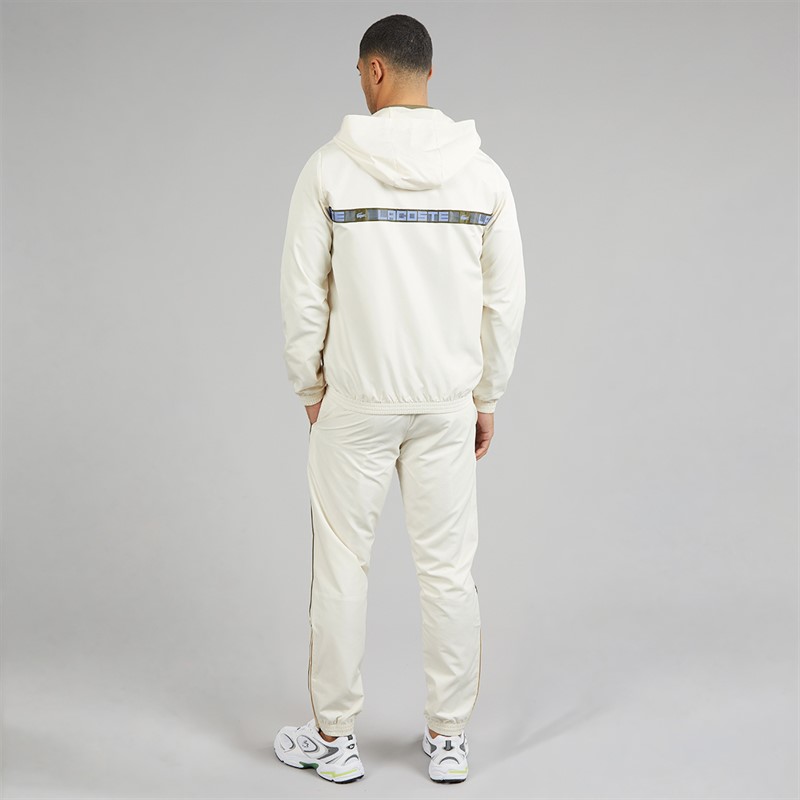 Lacoste Mens Logo Stripe Tracksuit Ecru White