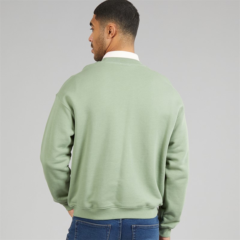 Lacoste Mens Loose Fit Heavy Fleece Sweatshirt Sage Green
