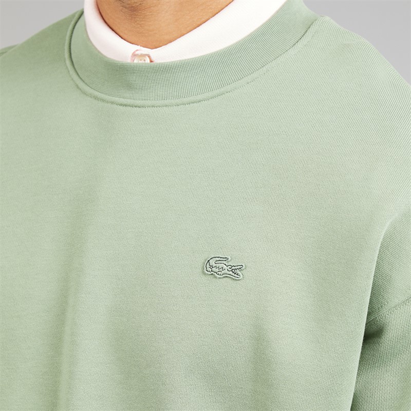 Lacoste Mens Loose Fit Heavy Fleece Sweatshirt Sage Green