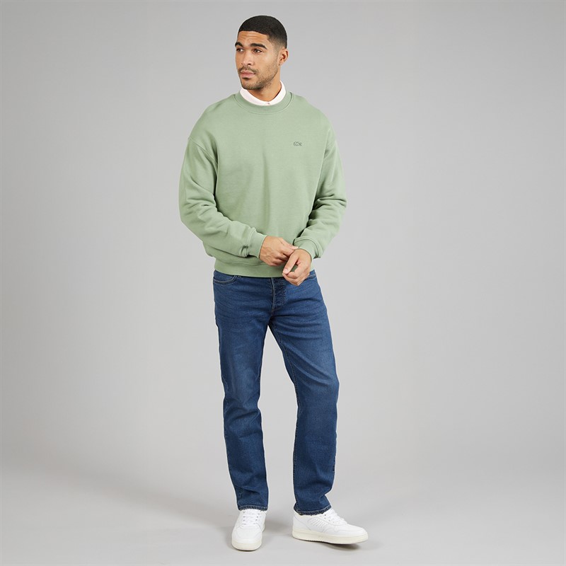 Lacoste Mens Loose Fit Heavy Fleece Sweatshirt Sage Green