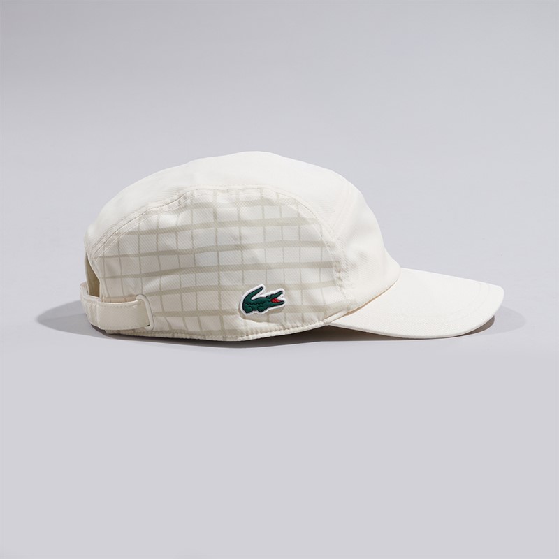 Lacoste Mens Graphic Print Cap Ecru White