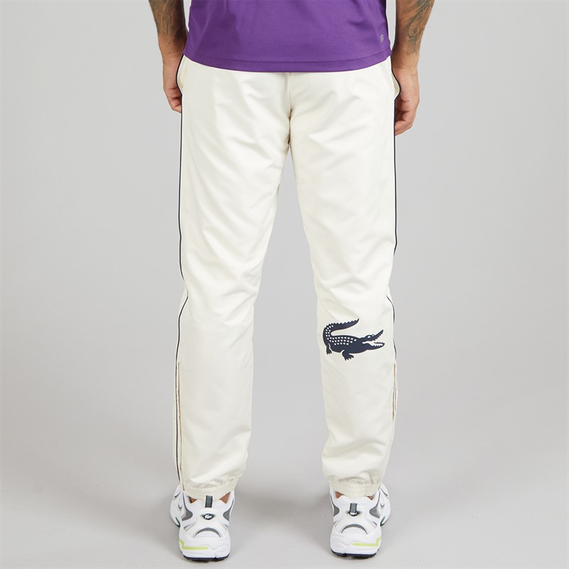 Lacoste Mens Printed Joggers Ecru White