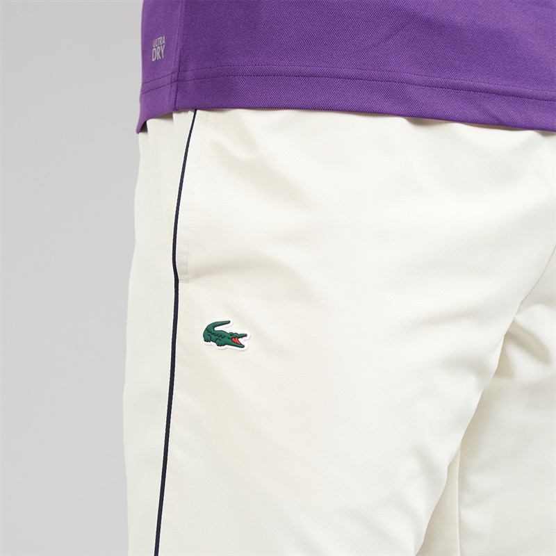 Lacoste Mens Printed Joggers Ecru White