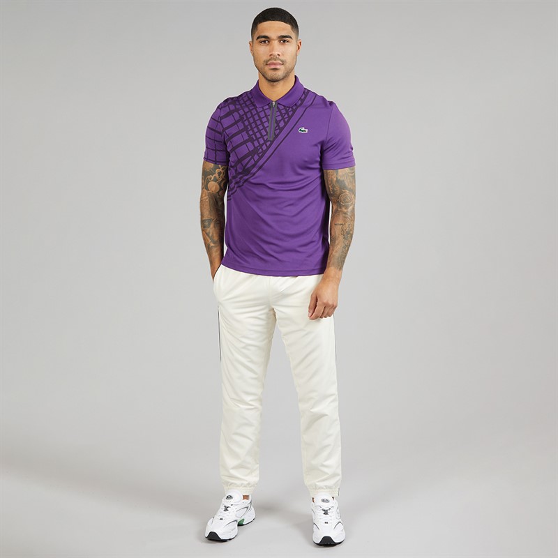 Lacoste Mens Printed Joggers Ecru White