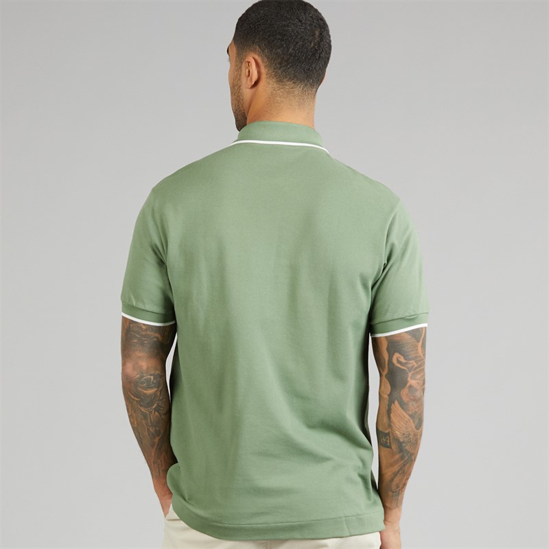 Lacoste Mens Classic Fit Pocket Accent Polo Shirt Green/White