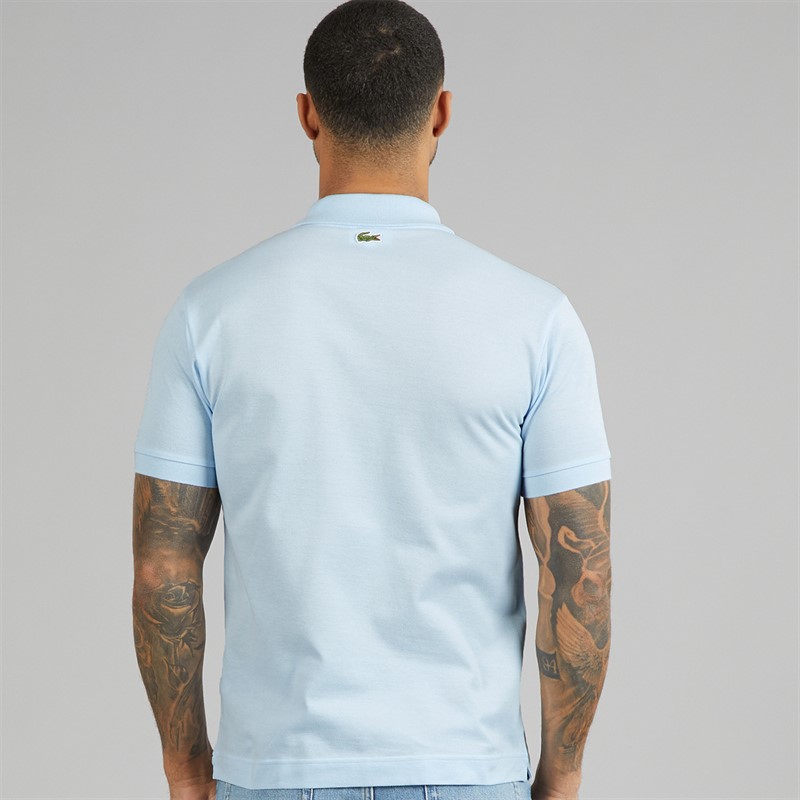 Lacoste Mens Classic Fit Signature Print Polo Shirt Light Blue