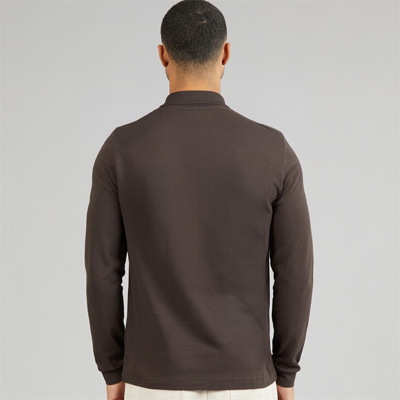 Lacoste Mens Classic Fit Long Sleeve Polo Shirt Dark Brown