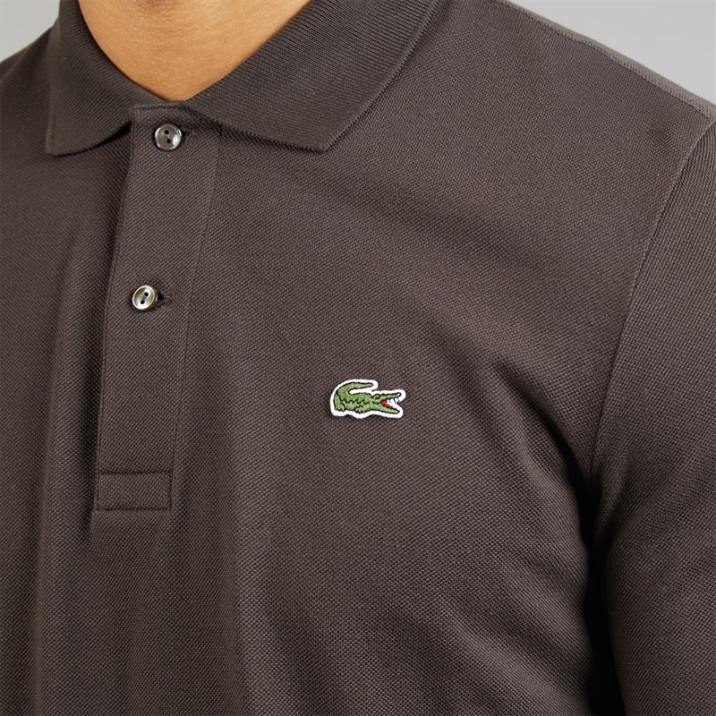 Lacoste Mens Classic Fit Long Sleeve Polo Shirt Dark Brown