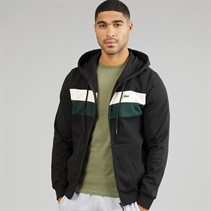 Lacoste Mens Zip Through Colour Block Hoodie Black/White/Green