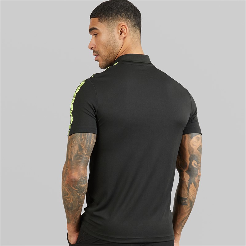 Lacoste Mens Branded Stripe Polo Shirt Black