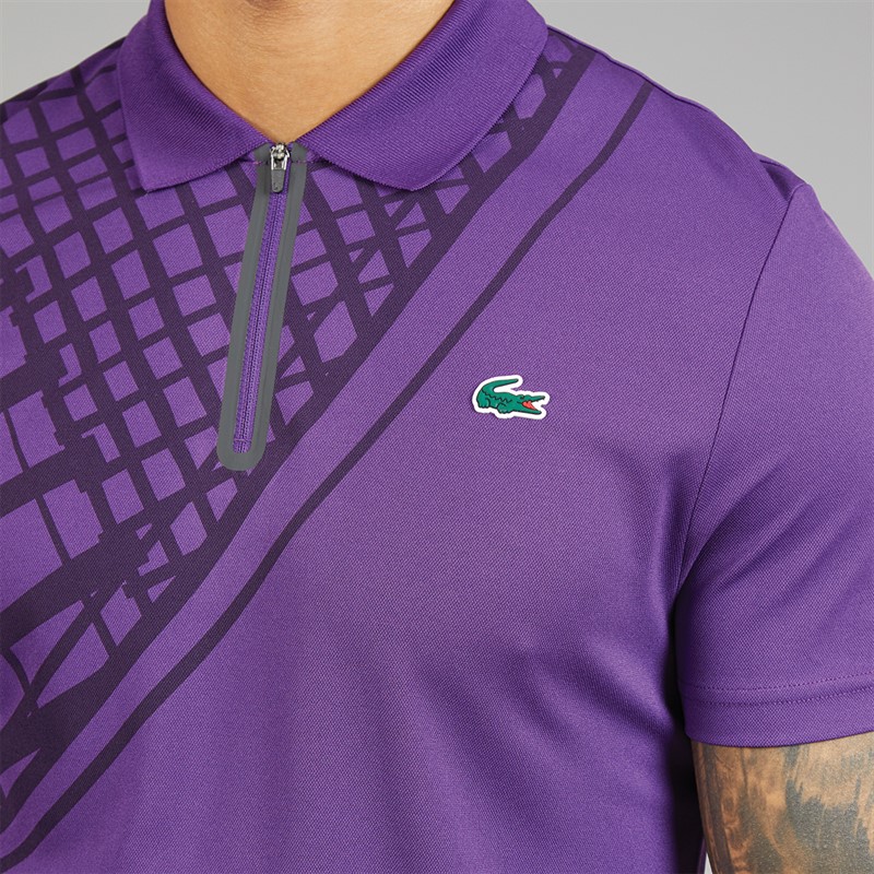 Lacoste Mens Printed Slim Fit Polo Shirt Purple