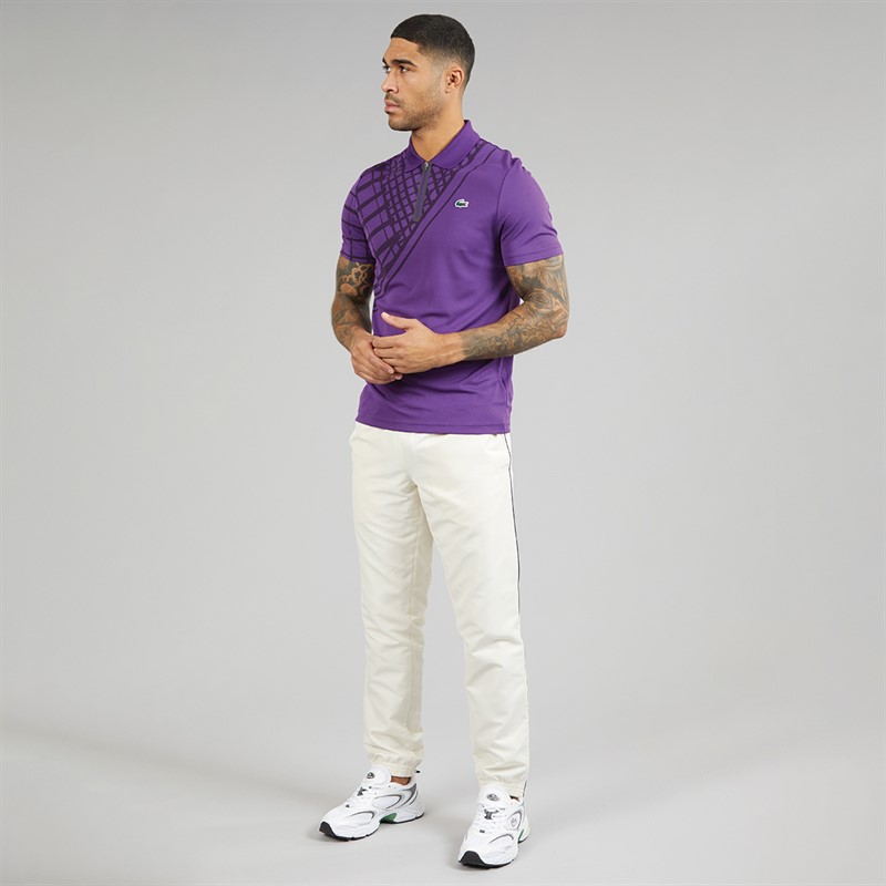 Lacoste Mens Printed Slim Fit Polo Shirt Purple