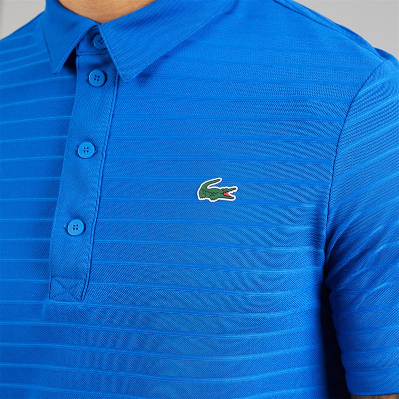 Lacoste Mens Textured Polo Shirt Blue
