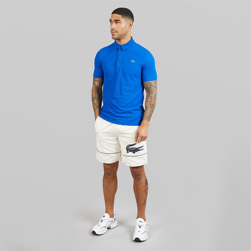 Lacoste Mens Textured Polo Shirt Blue
