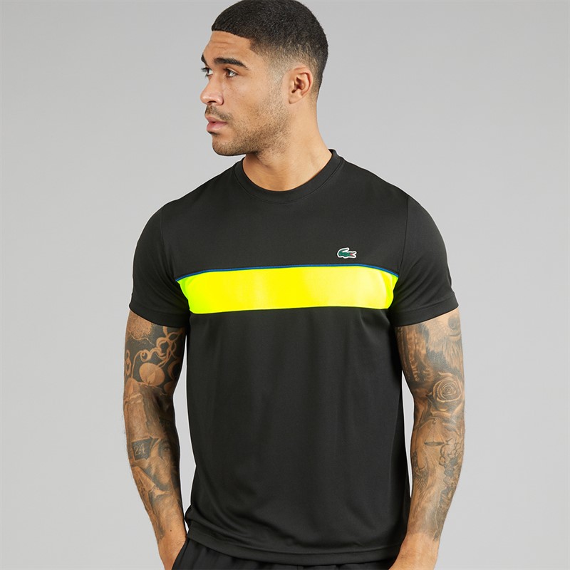 Lacoste Mens T-Shirt Black/Flashy Yellow