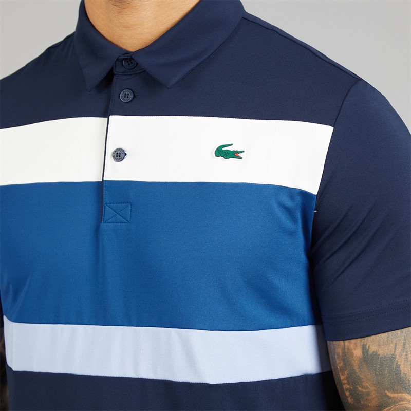 Lacoste Mens Regular Fit Colour Block Polo Shirt Navy Blue/Blue/White