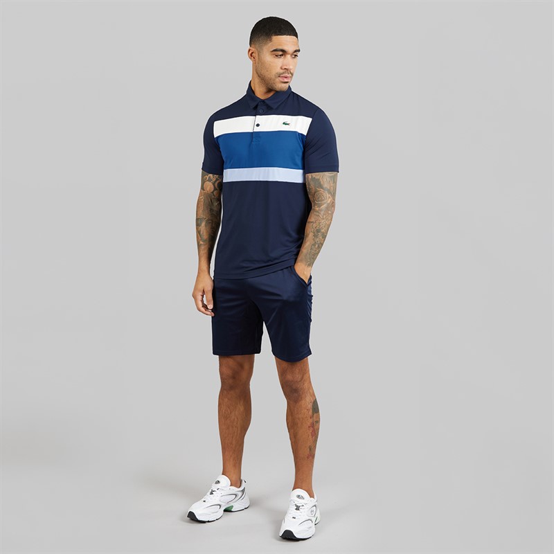 Lacoste Mens Regular Fit Colour Block Polo Shirt Navy Blue/Blue/White
