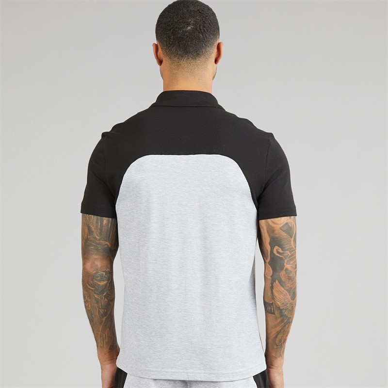 Lacoste Mens Colour Block Polo Shirt Grey Chine/Black