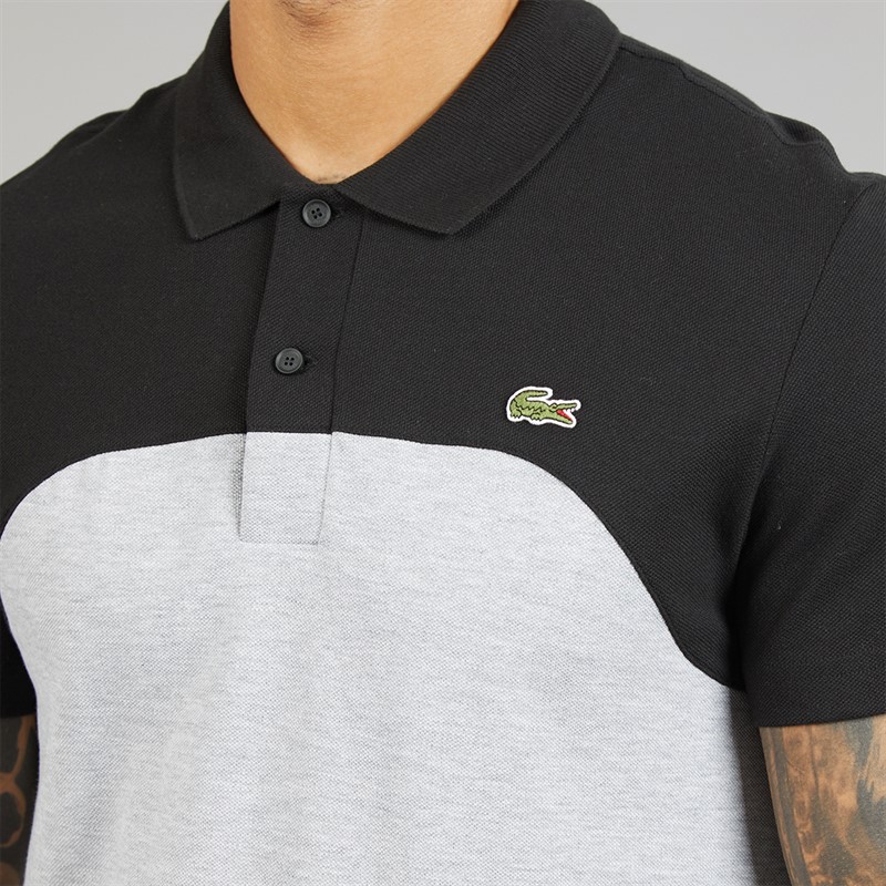 Lacoste Mens Colour Block Polo Shirt Grey Chine/Black