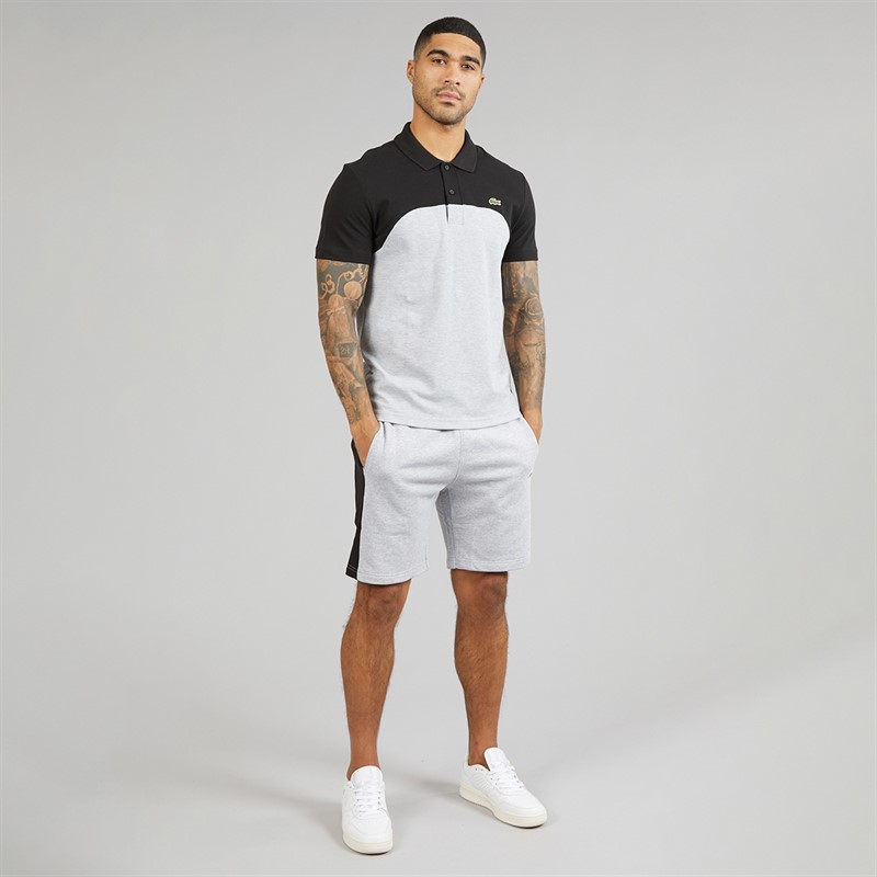 Lacoste Mens Colour Block Polo Shirt Grey Chine/Black