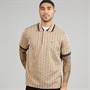 Lacoste Mens Classic Fit Monogram Jacquard Polo Shirt Beige/Brown