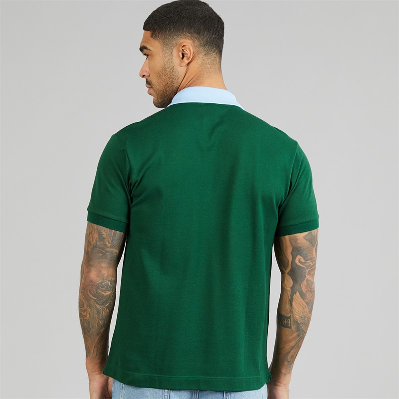 Lacoste Mens Classic Fit Contrast Collar Polo Shirt Green/Blue