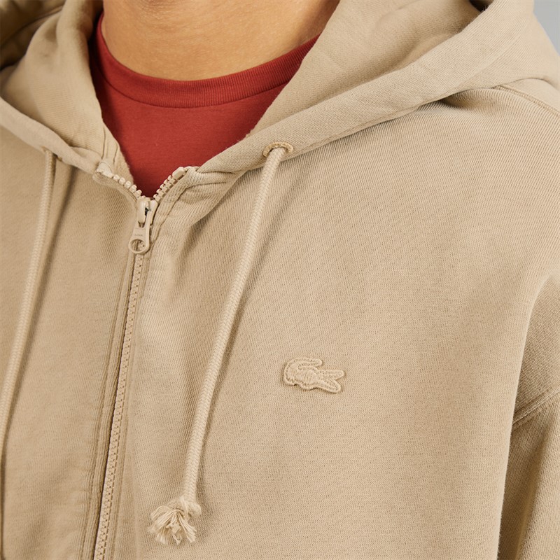 Lacoste Mens Zip Through Hoodie Beige