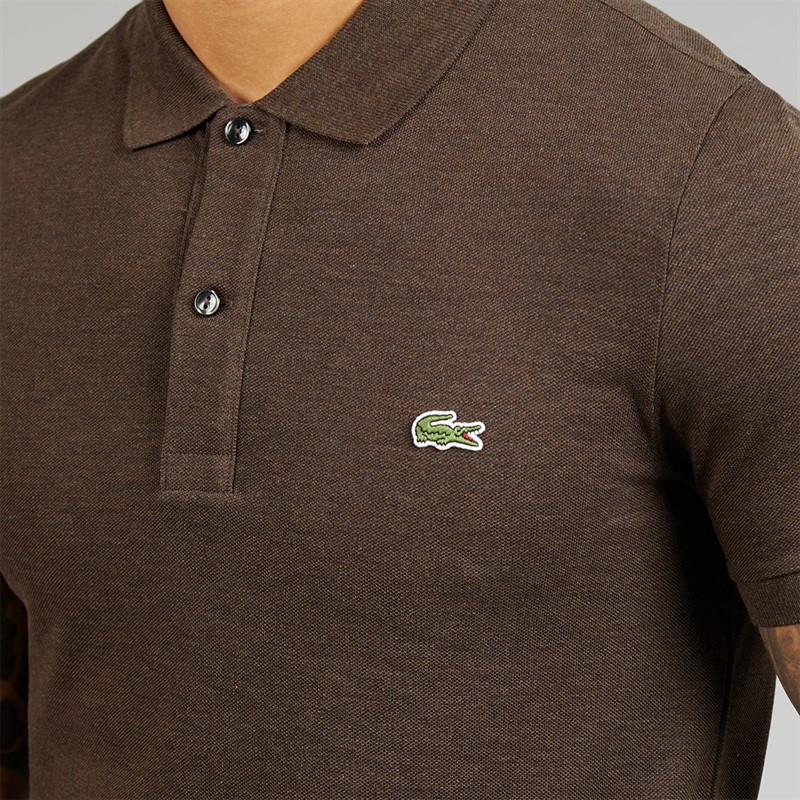 Lacoste Mens Slim Fit Polo Shirt Heathered Brown