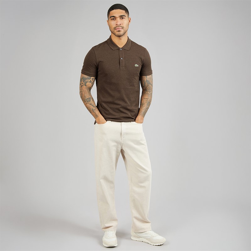 Lacoste Mens Slim Fit Polo Shirt Heathered Brown