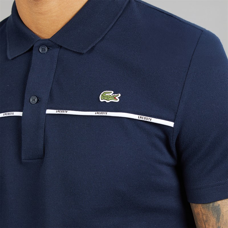 Lacoste Mens Regular Fit Logo Trim Polo Shirt Midnight Blue