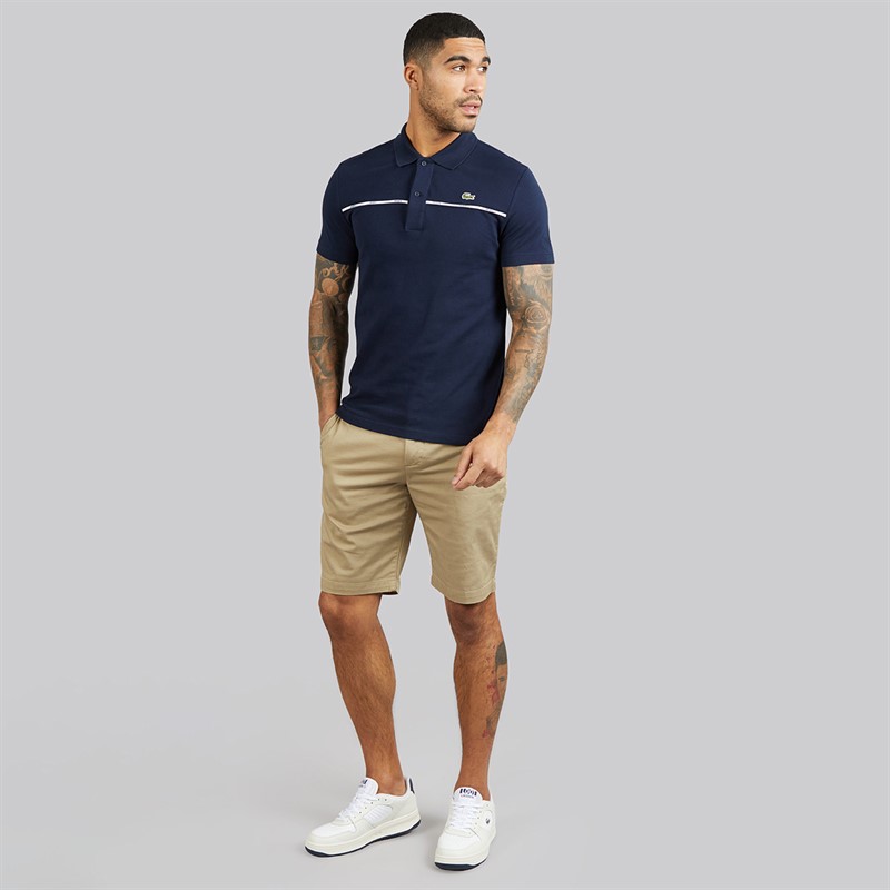 Lacoste Mens Regular Fit Logo Trim Polo Shirt Midnight Blue