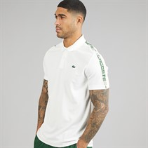 Lacoste Mens Branded Stripe Polo Shirt White