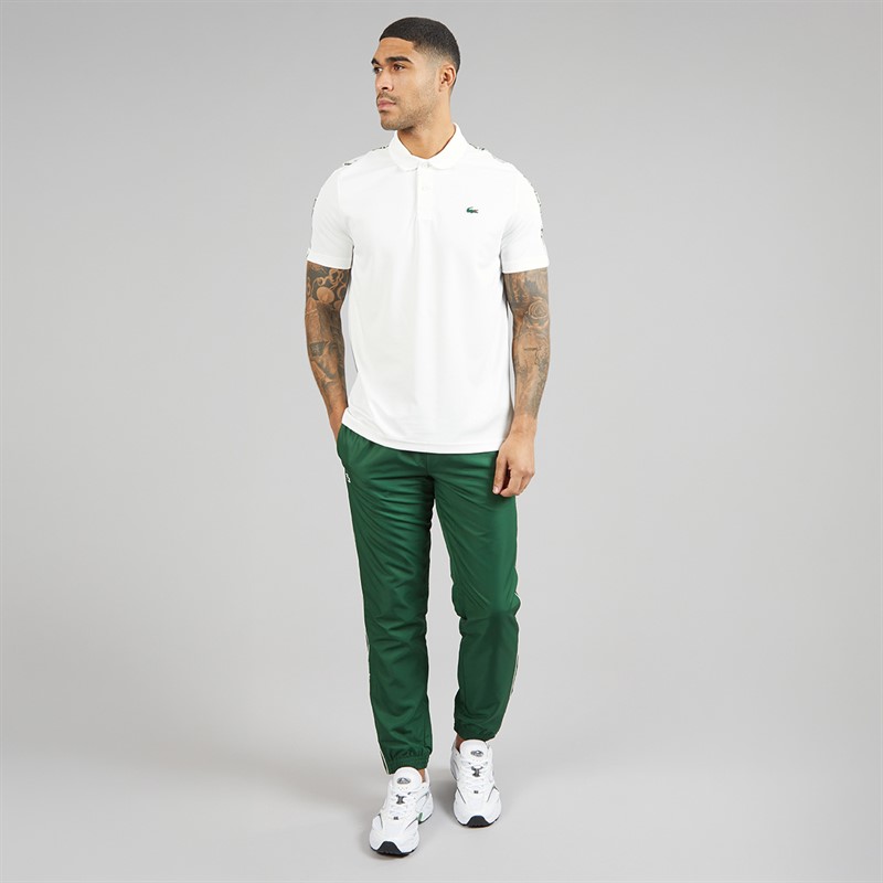 Lacoste Mens Branded Stripe Polo Shirt White