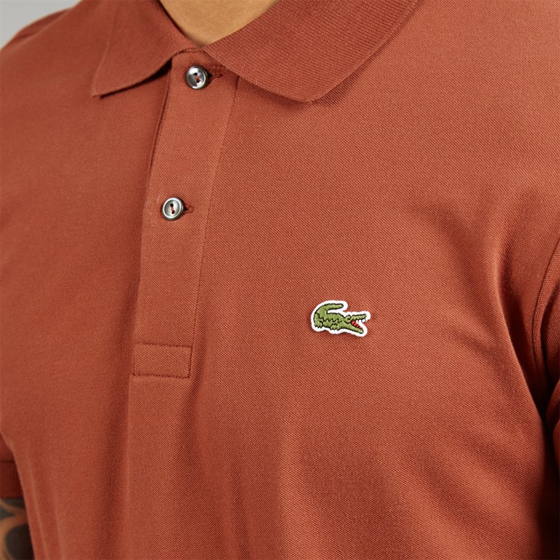 Lacoste Mens Classic Fit Light Polo Shirt Copper Red