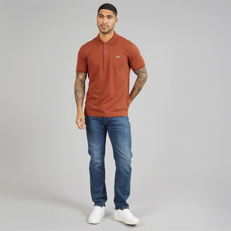 Lacoste Mens Classic Fit Light Polo Shirt Copper Red