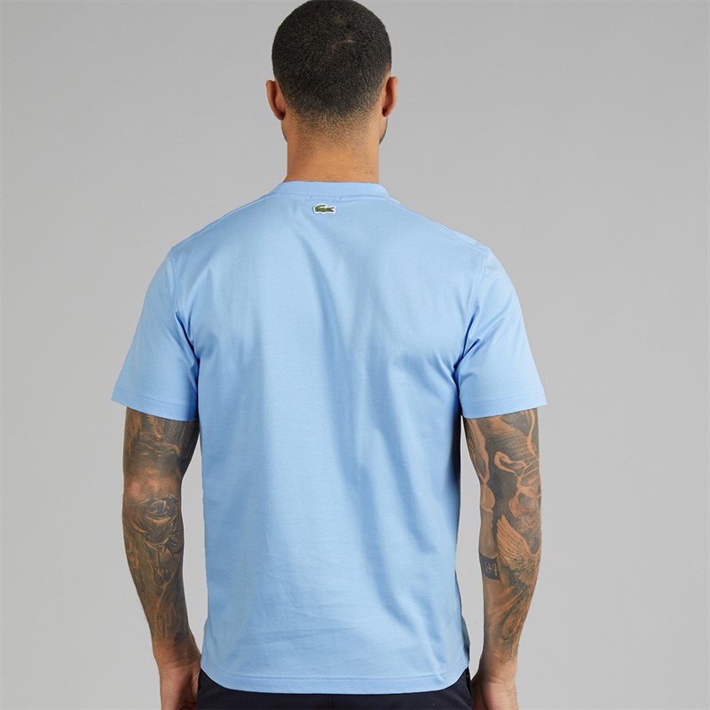 Lacoste Mens Signature Print T-Shirt Pale Blue