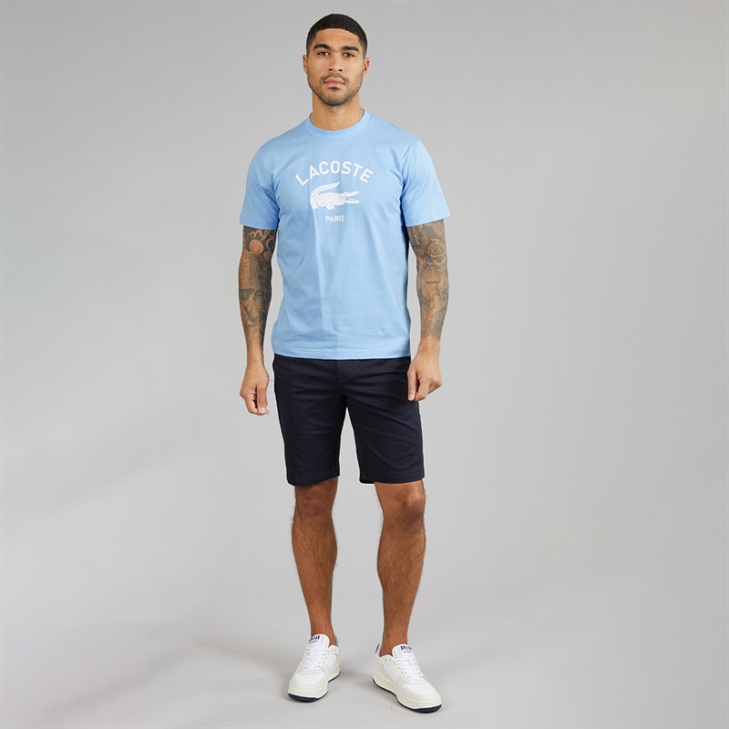 Lacoste Mens Signature Print T-Shirt Pale Blue