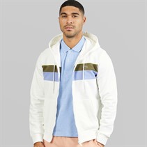 Lacoste Mens Zipped Colour Block Hoodie White/Khaki Green/Purple