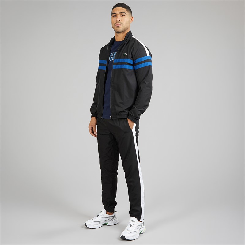 Lacoste Mens Printed Tracksuit Black/Blue/White