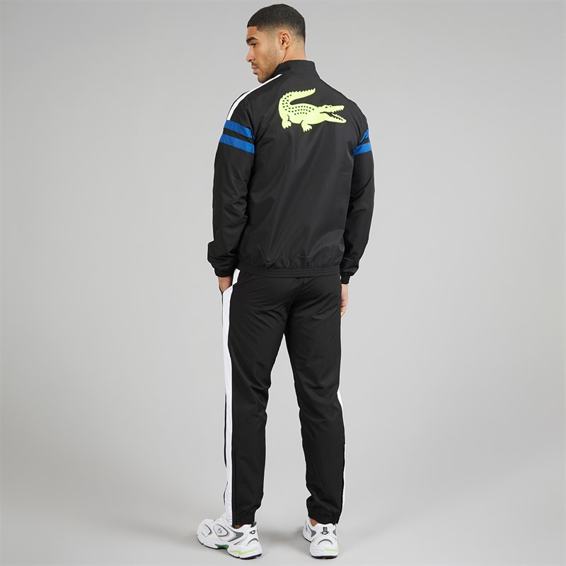 Lacoste Mens Printed Tracksuit Black/Blue/White