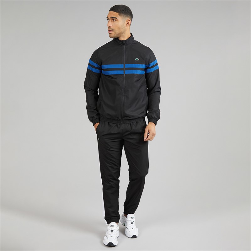 Lacoste Mens Printed Tracksuit Black/Blue/White