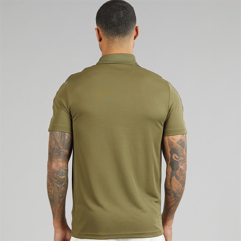 Lacoste Mens Branded Stripe Polo Shirt Khaki Green