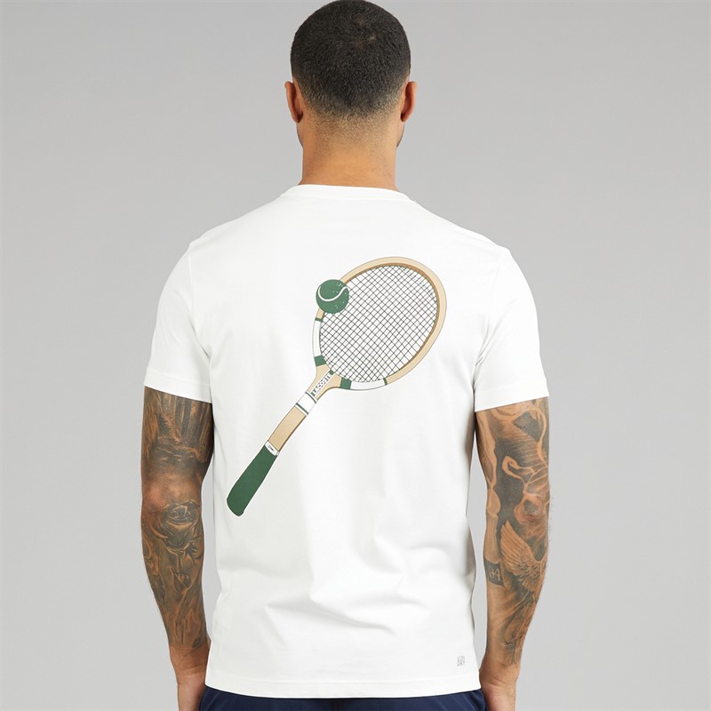 Lacoste Mens Tennis Heritage Print T-Shirt White