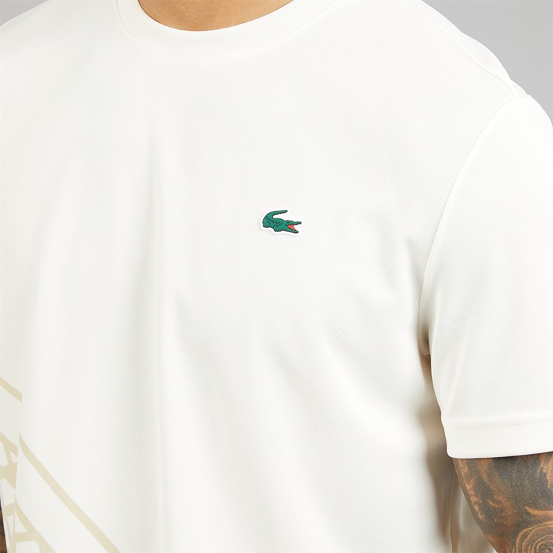 Lacoste Mens Printed T-Shirt Ecru White