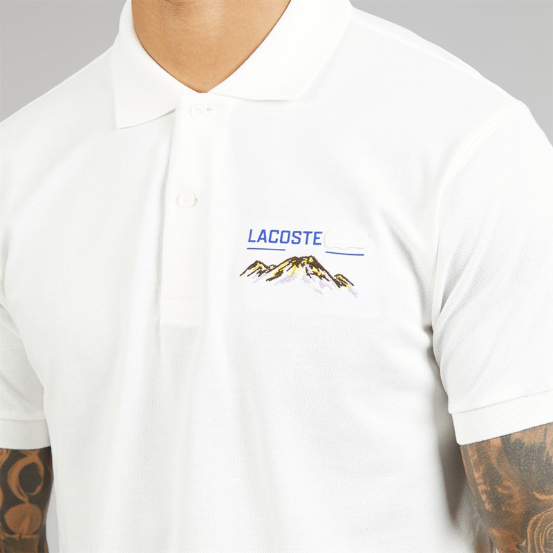 Lacoste Mens Classic Fit Embroidered Motif Polo Shirt White