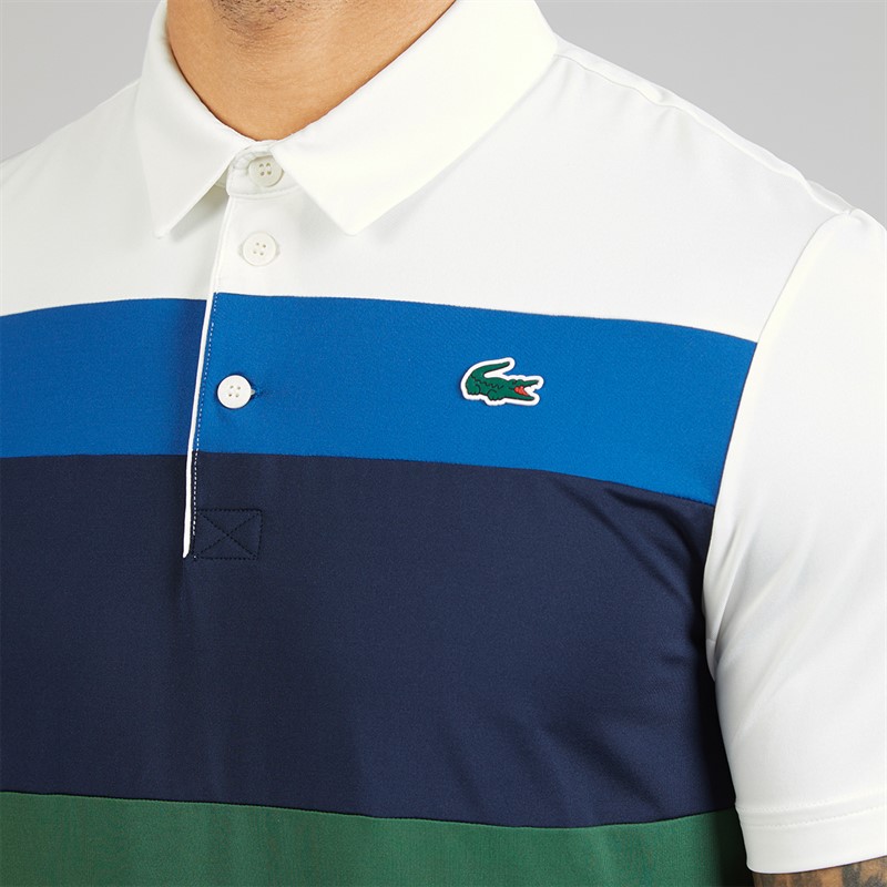 Lacoste Mens Regular Fit Colour Block Polo Shirt White/Navy Blue/Blue