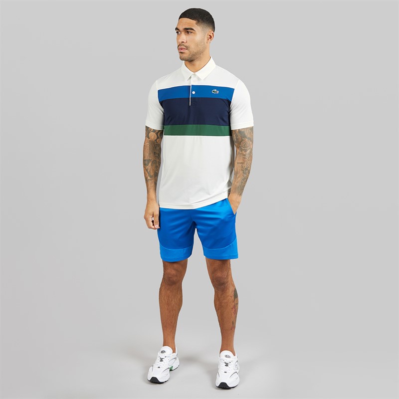 Lacoste Mens Regular Fit Colour Block Polo Shirt White/Navy Blue/Blue