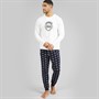 Lacoste Mens Printed Pyjama Set White/Navy Blue